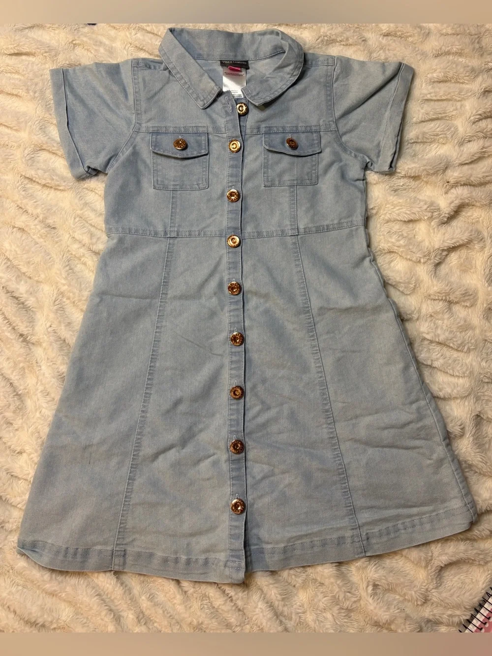 Vince Camuto Light Blue Denim Button-Front Kids Dress